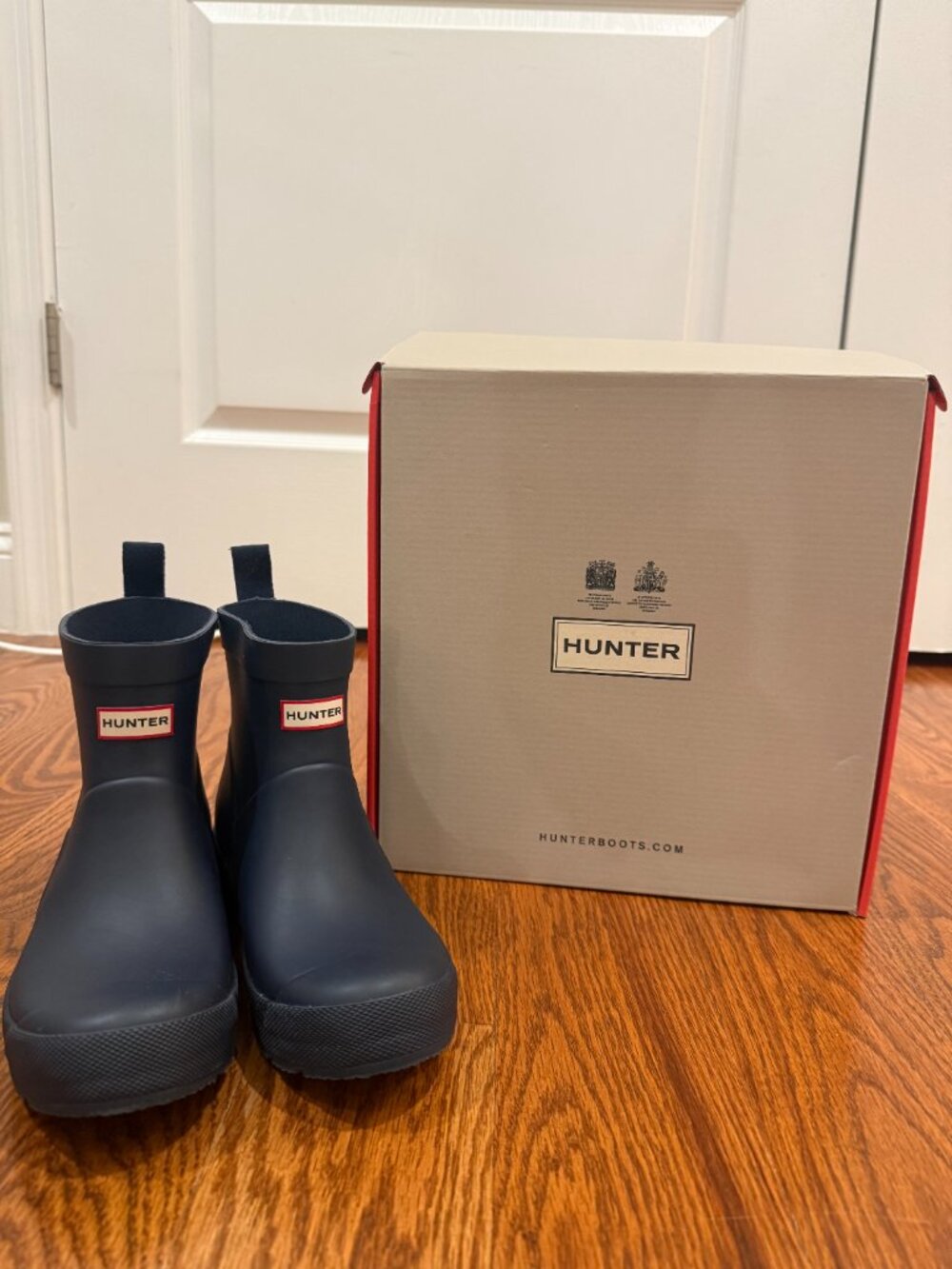 NWT Hunter Kids Play Rain Boots Valtameri Blue Girls 4 Boys 3 w/ Box